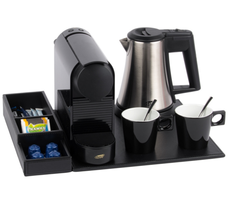Main Tray SNAP Black Faux Leather 32x32 cm